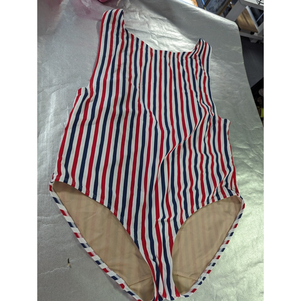 Cacique Swim bathing suit swim suit size 22 red white blue no wire one piece